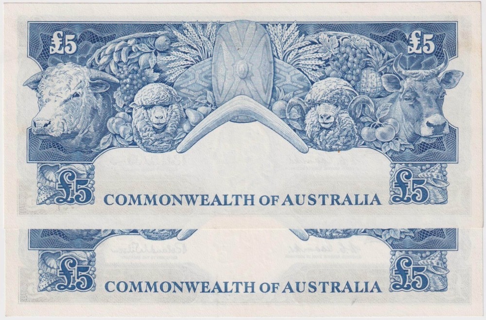 1960 Five Pound Consecutive Pair Coombs/Wilson R50 Uncirculated