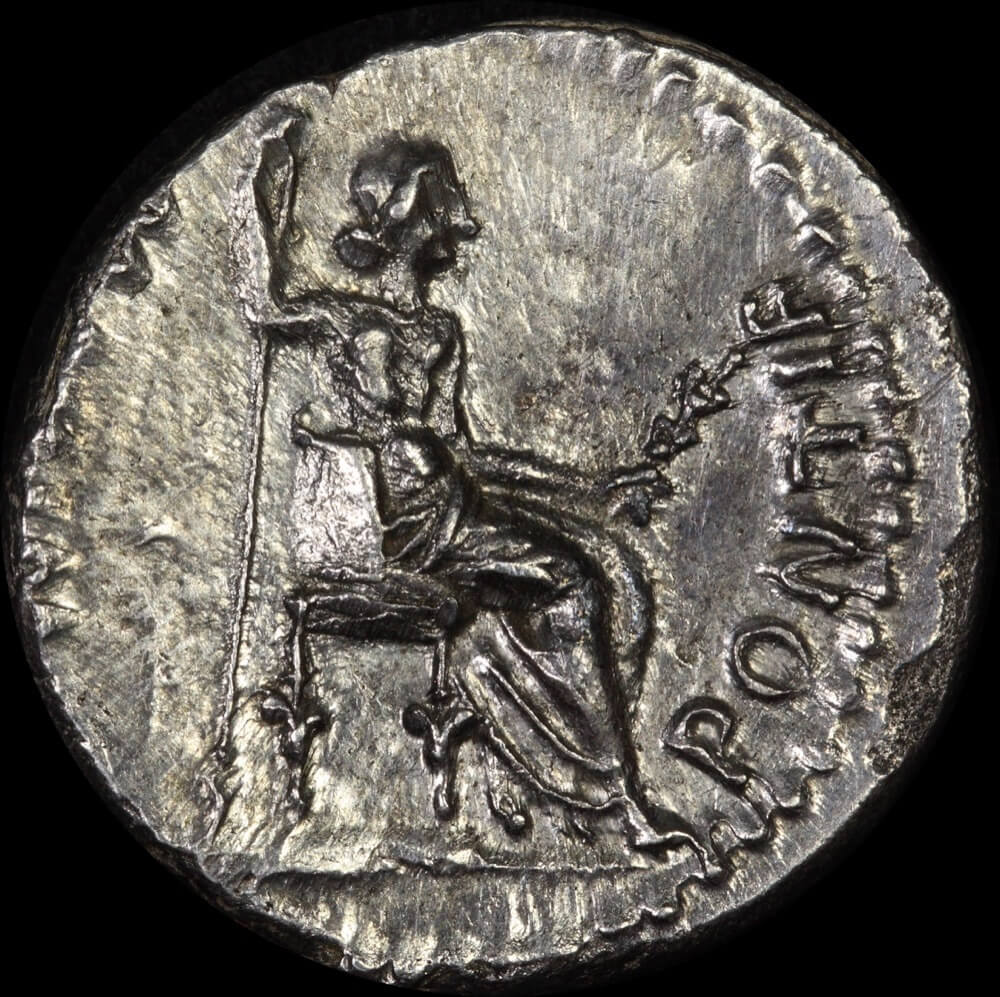 Ancient Rome (Imperial) 14-37 AD Tiberius Silver Denarius Tribute Penny RIC# 26 about EF