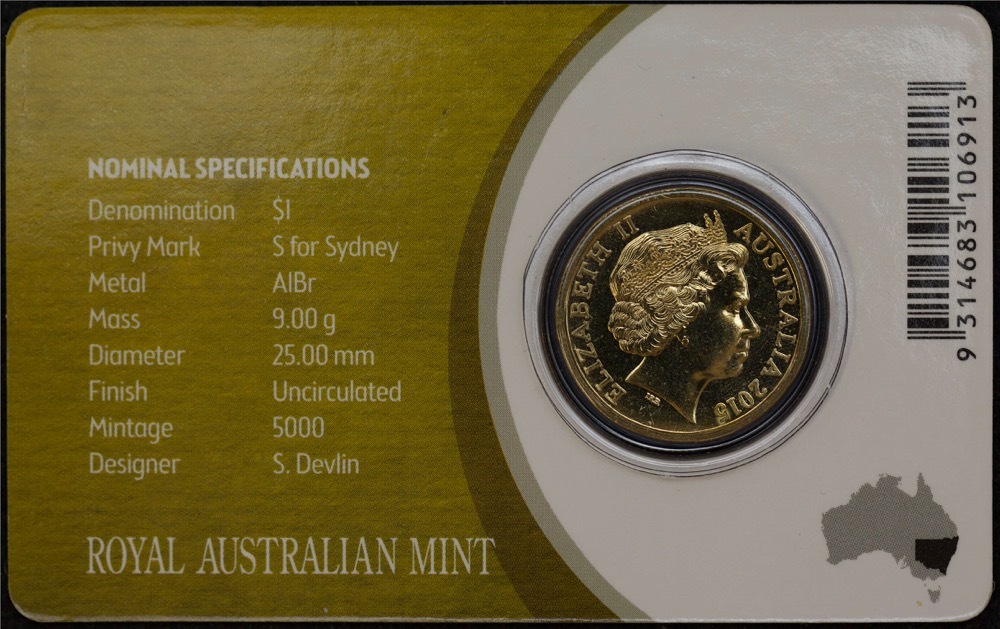 2015 1 Dollar Uncirculated Coin Sydney Privy Mark product image