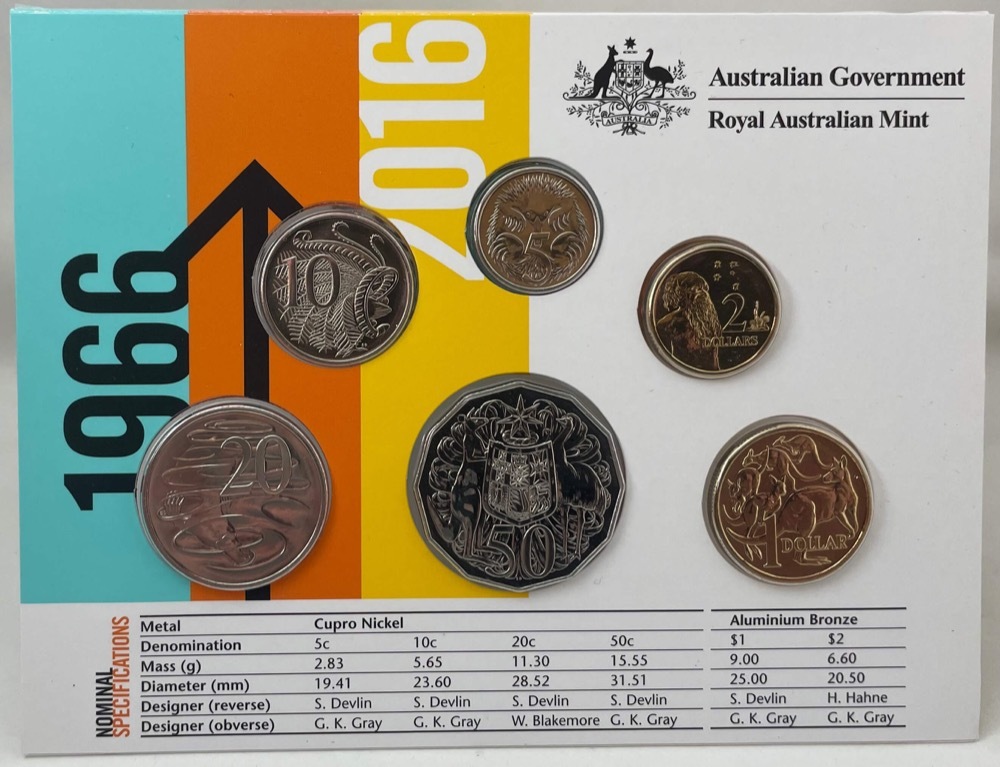 Australia 2016 Uncirculated Mint Coin Set 50th Anniversary Changeover to Decimal Currency product image