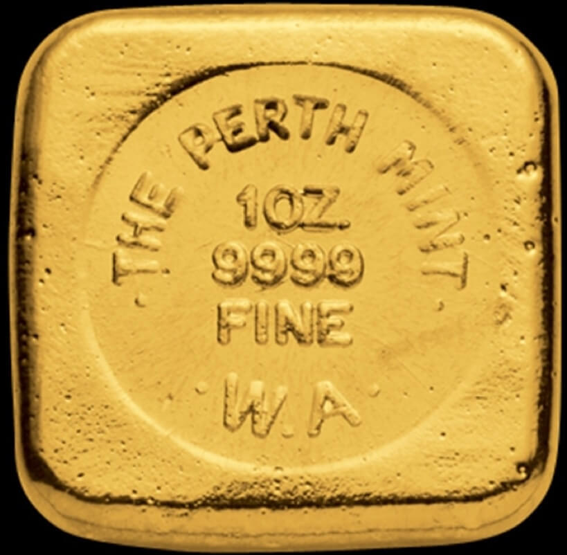 Perth Mint 1ozt Cast Gold Ingot 99.99% Pure
