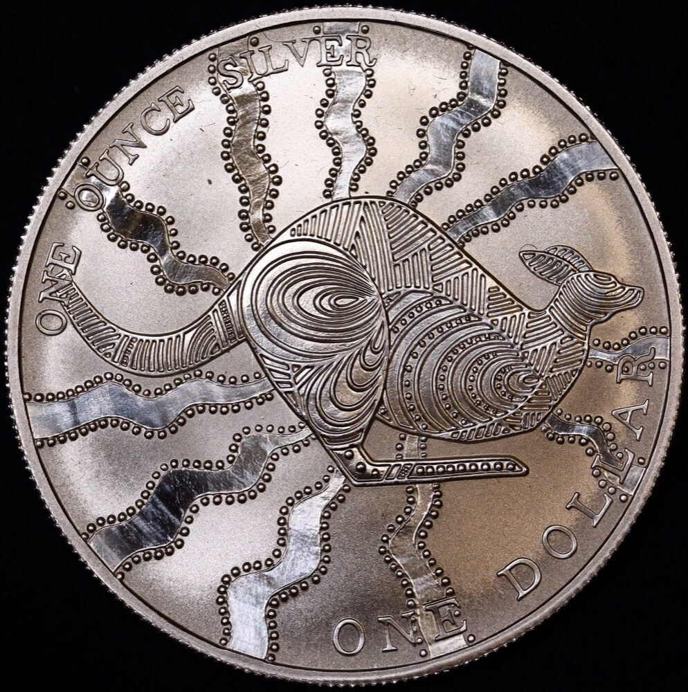 2002 One Dollar Silver Kangaroo Unc Coin In Box Aboriginal Design product image