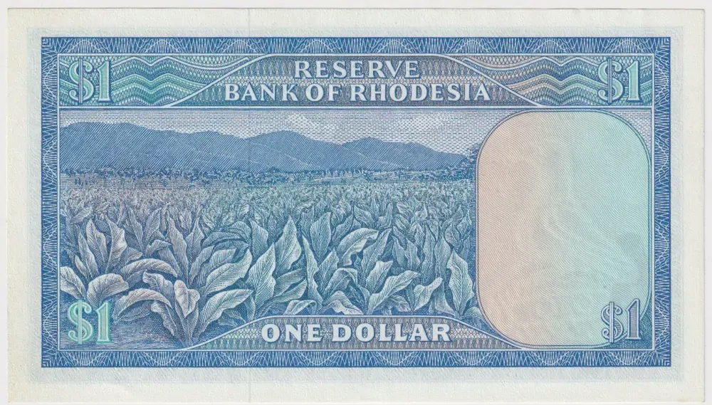 Rhodesia 2.8.1979 1 Dollar Bird Watermark Pick#30o Uncirculated