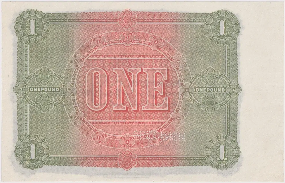 London Bank of Australia (Melbourne) 1898 1 Pound Unissued Specimen Note MVR# 2g Uncirculated
