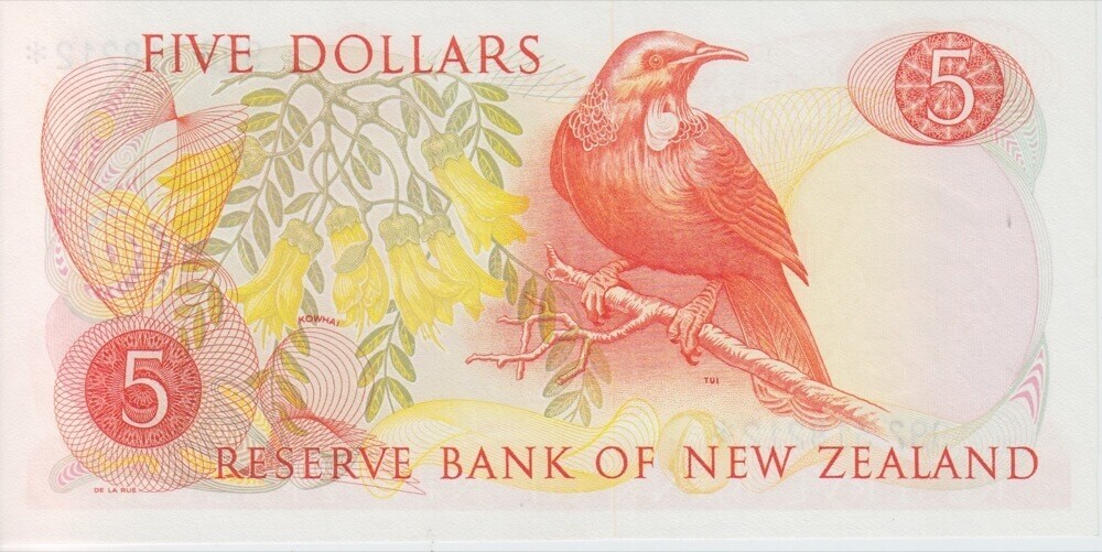 New Zealand 1977 5 Dollar Star Note Hardie Pick#165d Uncirculated product image
