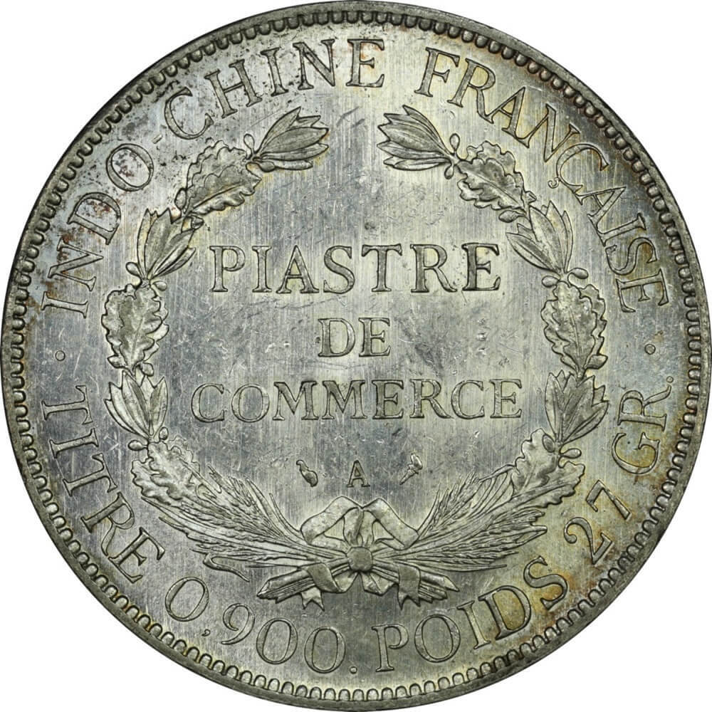 French Indo China 1928 Silver Piastre KM#5A.1 PCGS AU58 product image
