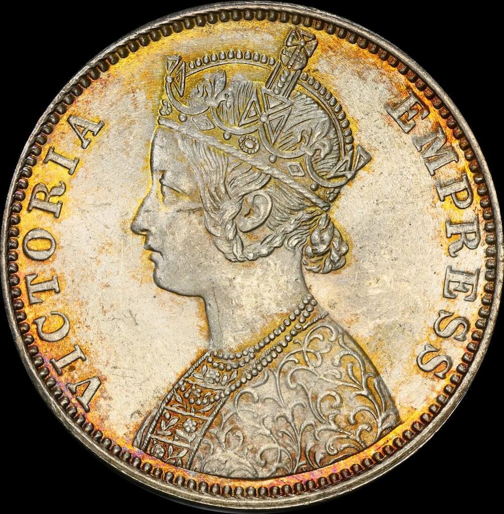 India (British) 1900-B Silver Rupee SW# 6.155 PCGS MS64