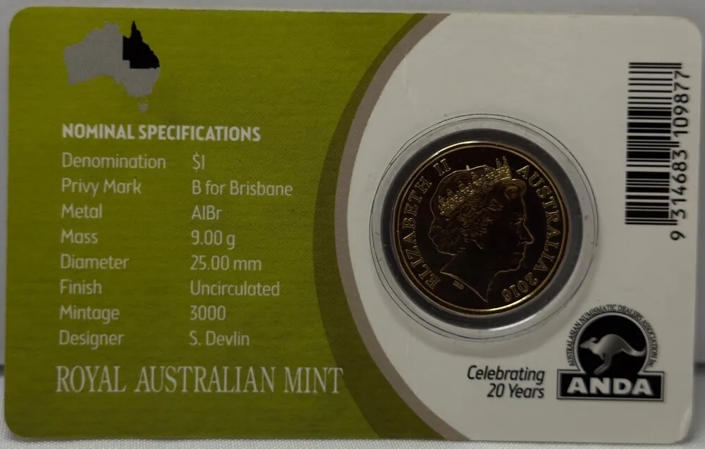 2016 1 Dollar Uncirculated Coin Brisbane Money Expo