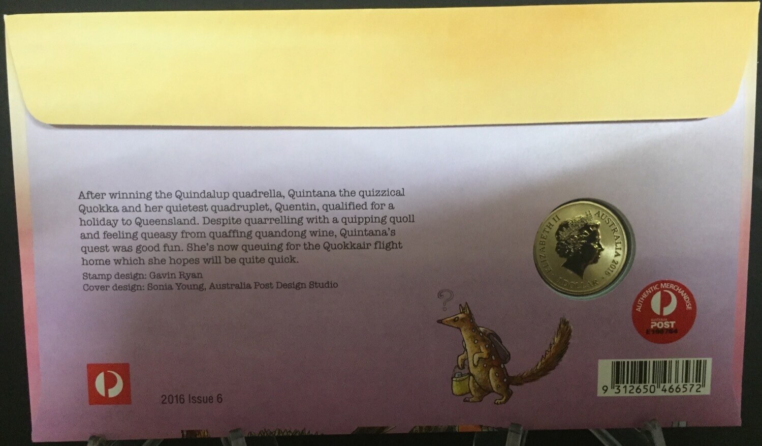 2016 1 Dollar Fair Dinkum Aussie Alphabet PNC Money Expo Gold Overprint product image