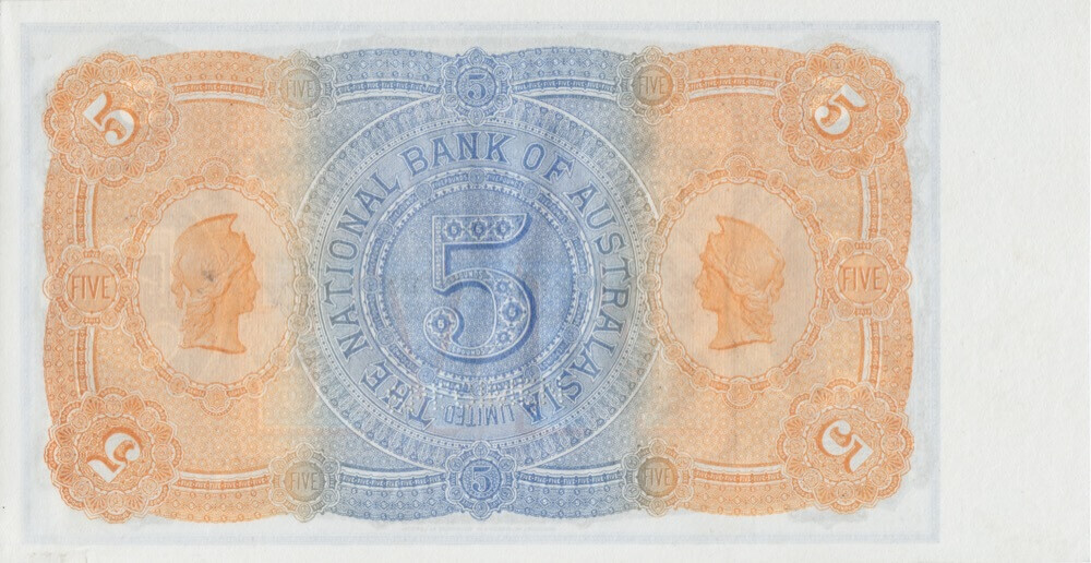 National Bank of Australasia (Melbourne) 1910 Five Pounds Unissued Specimen Note MVR# 4b Uncirculated