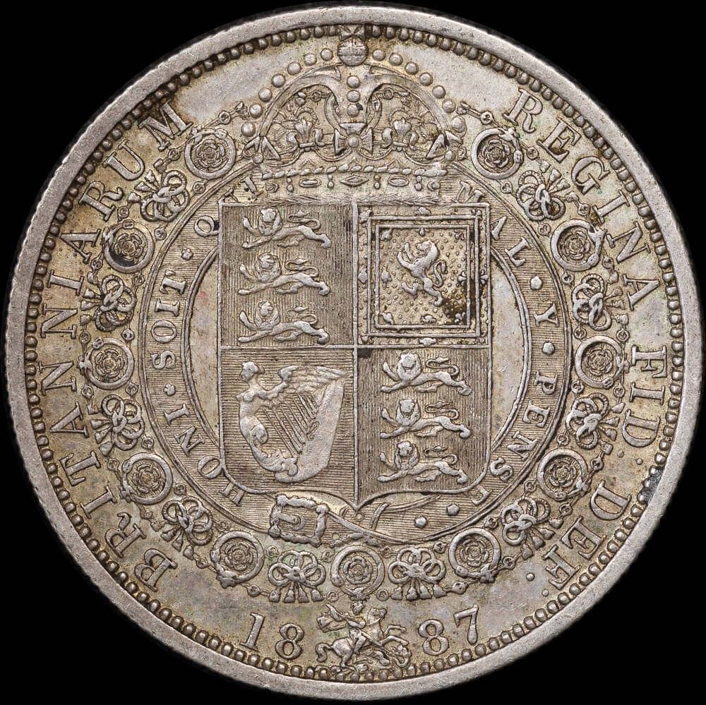 1887 Silver Half Crown Victoria S#3924 good EF product image