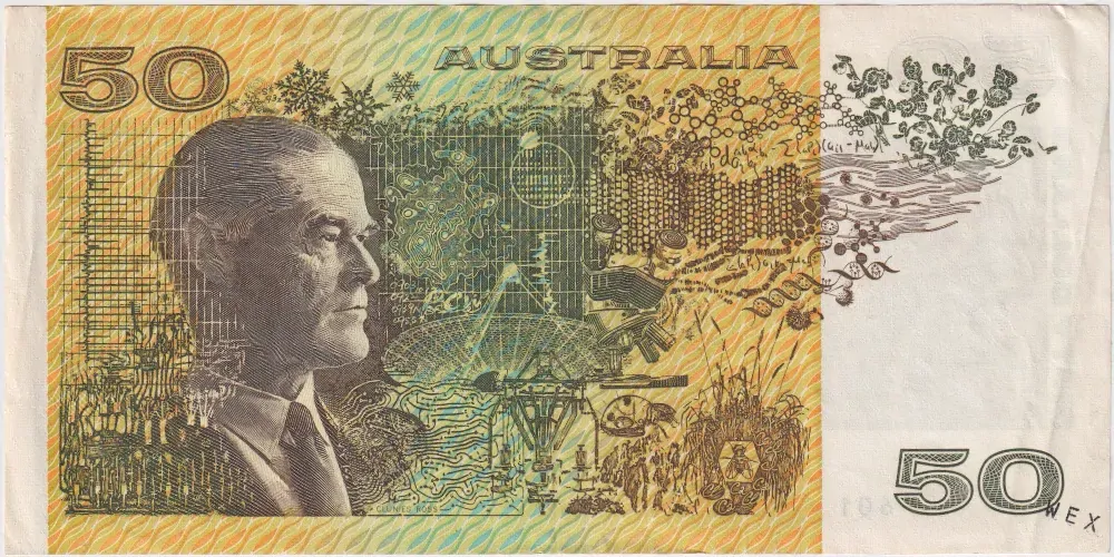 1991 $50 Note Fraser/Cole Missing Partial Serial Error R513 Extremely Fine