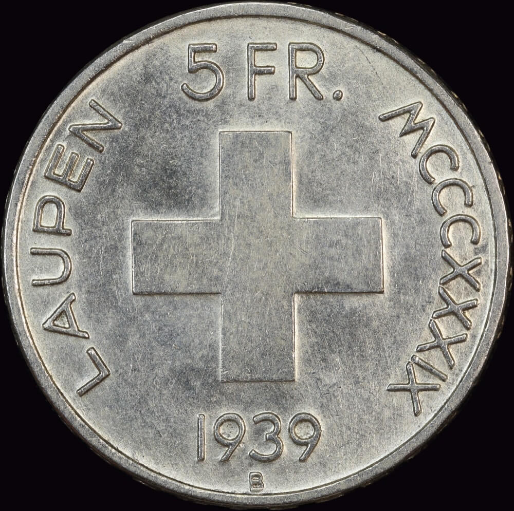 Switzerland 1939 Silver 5 Francs Battle of Laupen KM#42 Uncirculated product image