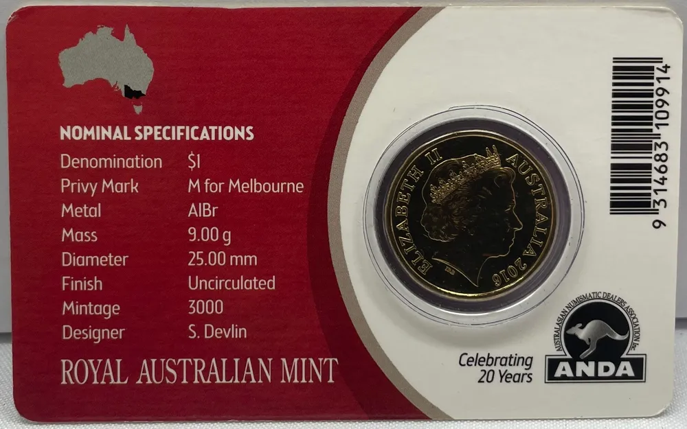2016 1 Dollar Uncirculated Coin Melbourne Money Expo Privy Mark