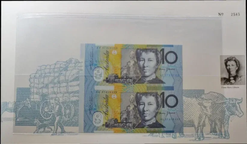 1997 10 Dollar Uncut Vertical Pair Deluxe Blue Serials