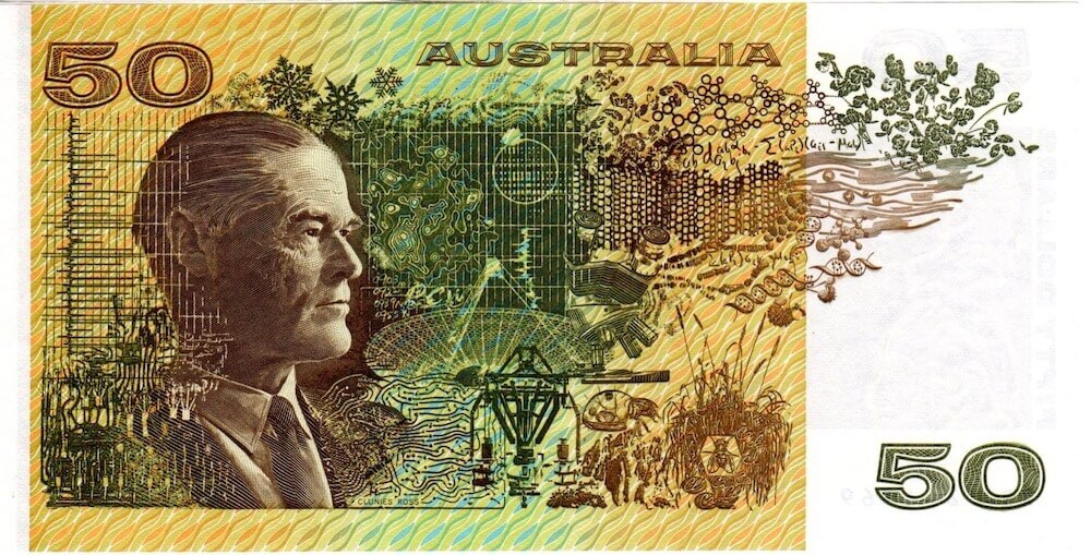 1991 $50 Note Fraser/Cole Without Plate Letter R513b Uncirculated