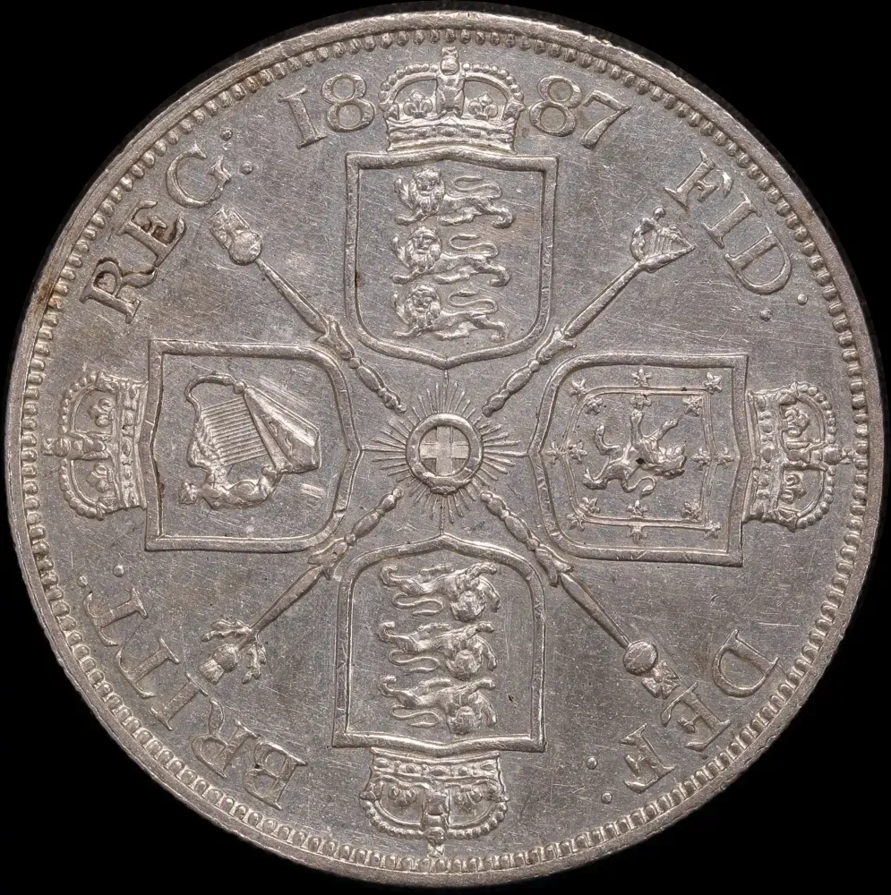 1887 Silver Double Florin Victoria S#3923 good EF