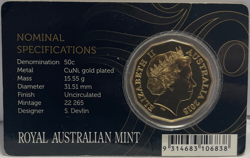 2015 Gold Plated 50 Cent Uncirculated Coin 50th Anniversary of The RAM