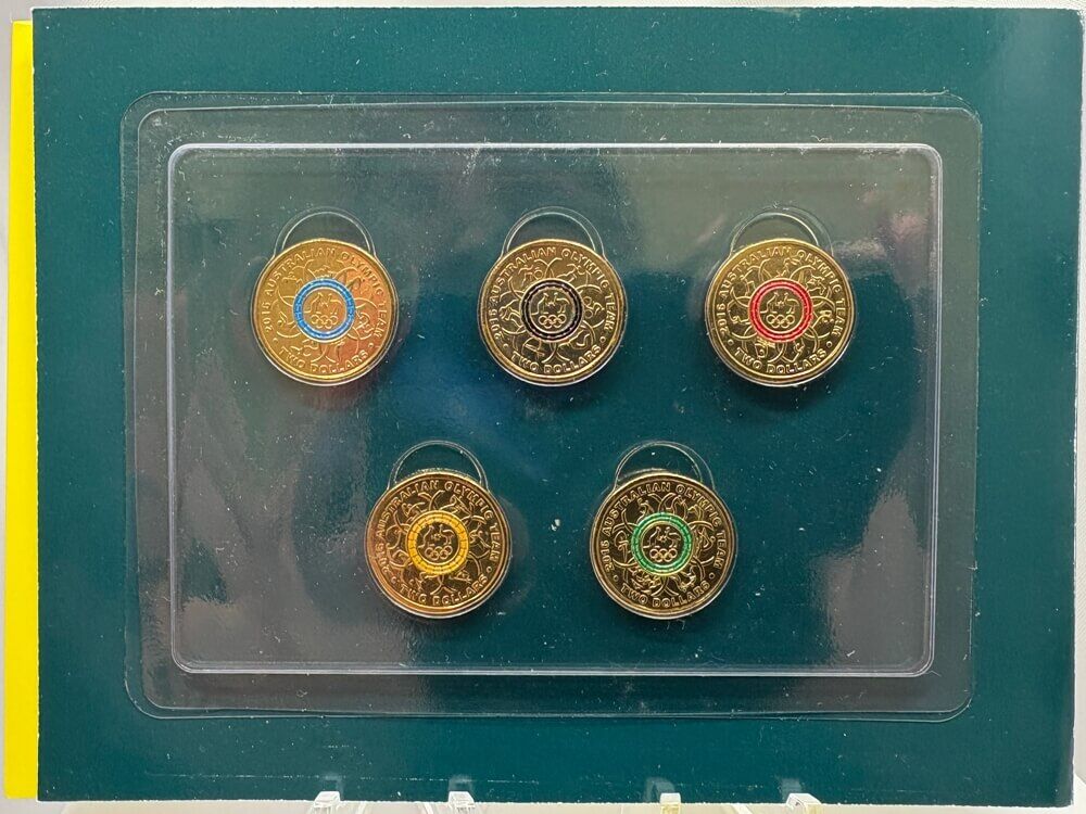2016 Coloured 2 Dollar 5 Coin Set Australian Olympic Team Canoeing Cover