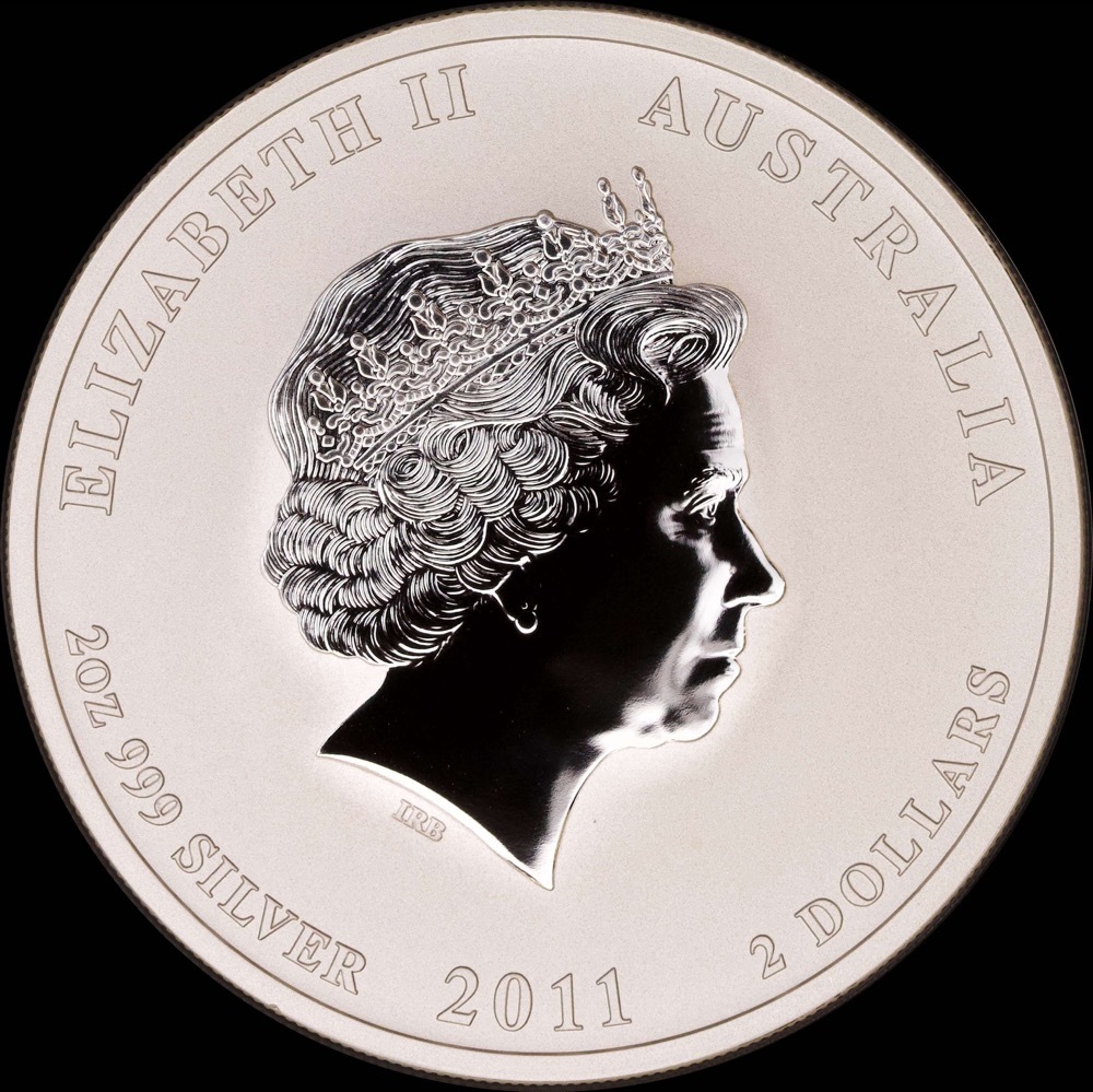 2011 Silver Lunar Two Ounce Unc Coin Rabbit Series II