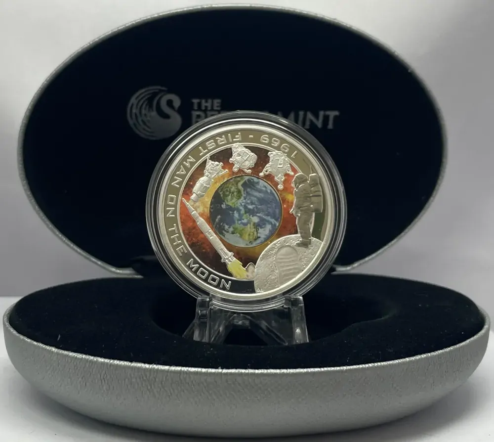 Cook Islands 2009 Silver 1 Dollar Proof Orbit Series First Man on the Moon