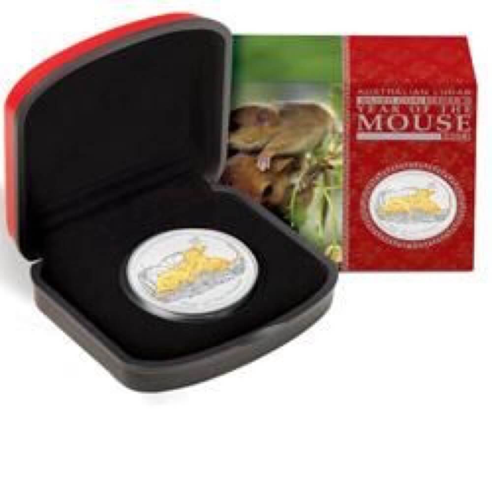 2008 Silver Lunar One Ounce Gilded Specimen Series II Year of the Mouse  product image