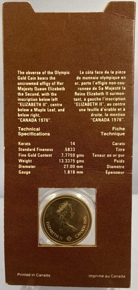 Canada 1976 Gold 100 Dollars Montreal Olympics KM#115 Uncirculated product image