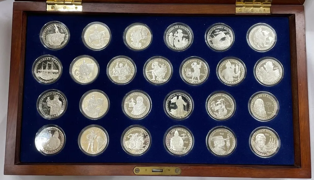 Cook Islands 1988 Silver 25 * $50 Proof Coin Set The Coins of the Great Explorers product image