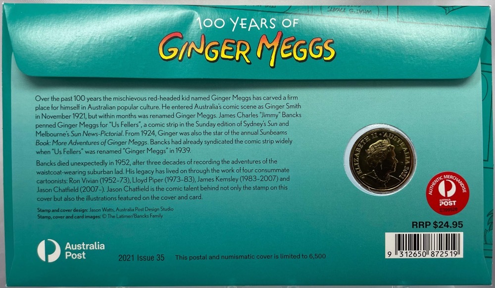 2021 $1 PNC - 100 Years of Ginger Meggs product image