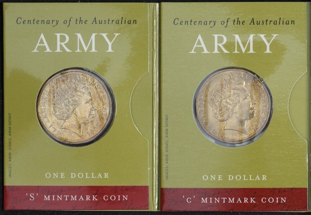 2001 Army Dollar Unc Pair Of Mintmarks C And S