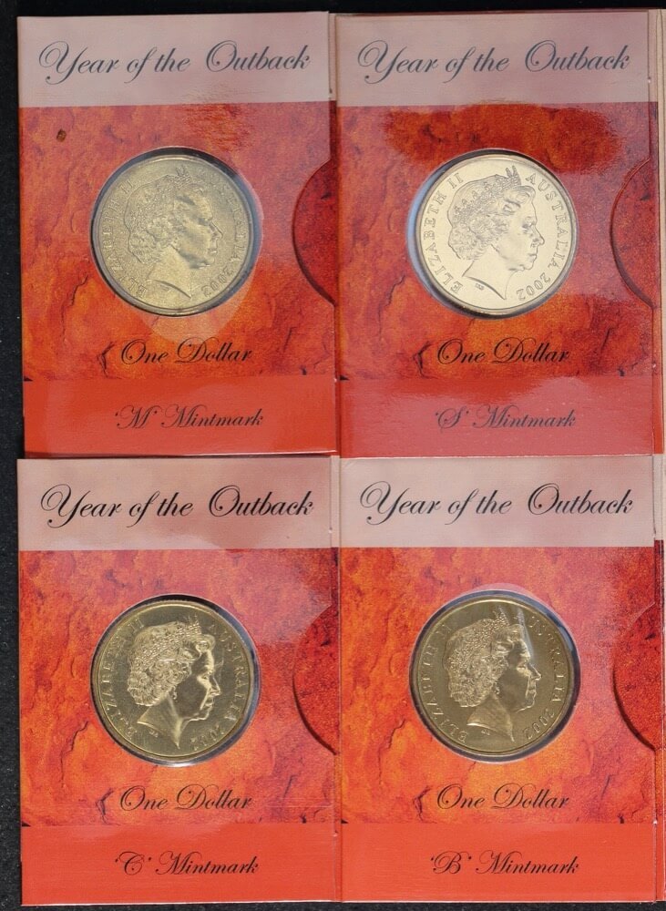 2002 Outback Dollar Unc Set Of 4 Mintmarks CSMB