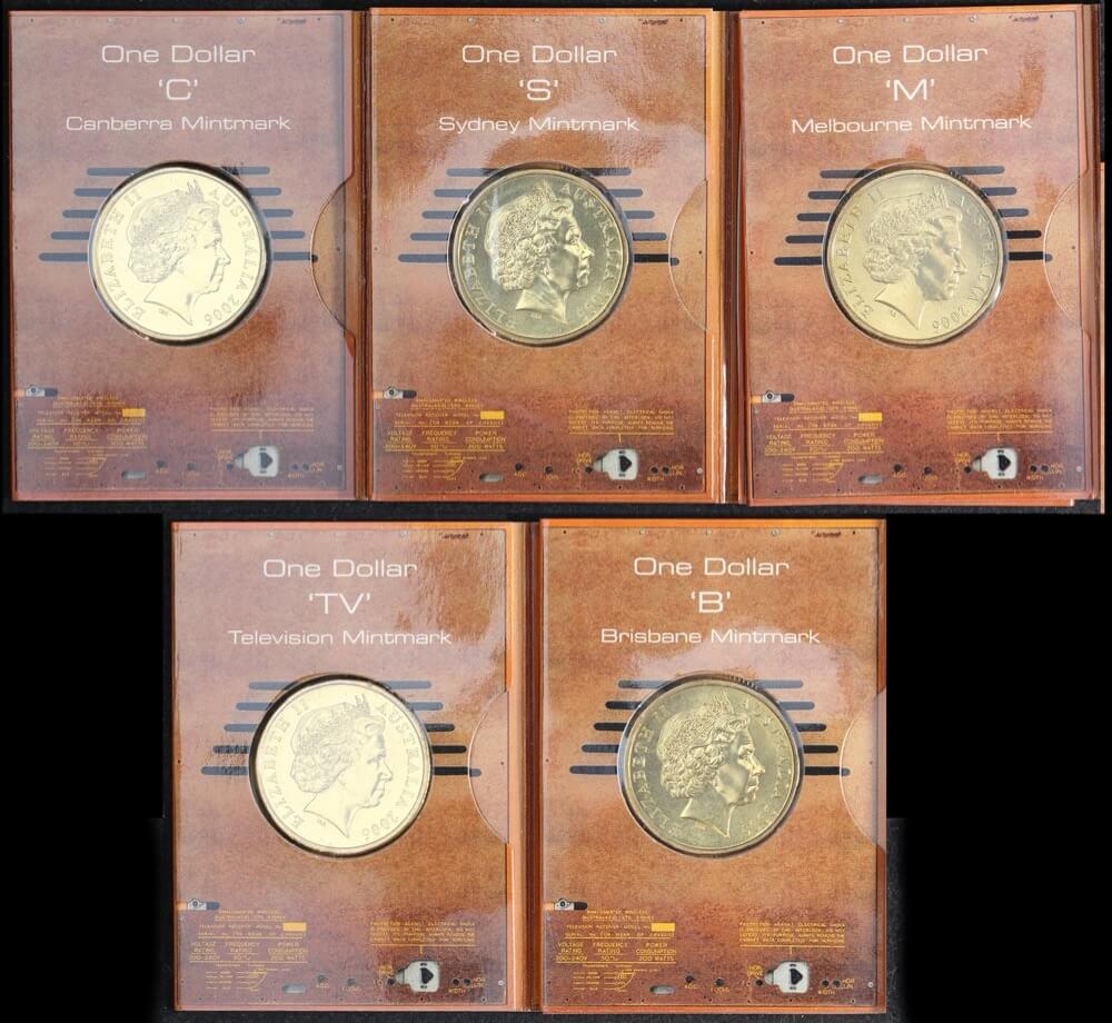 2006 TV Dollar Unc Set Of 5 Mintmarks CSMB and TV