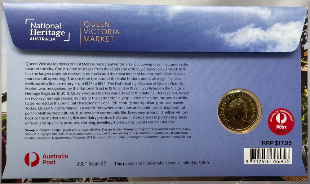 2021 1 Dollar PNC National Heritage Queen Victoria Market