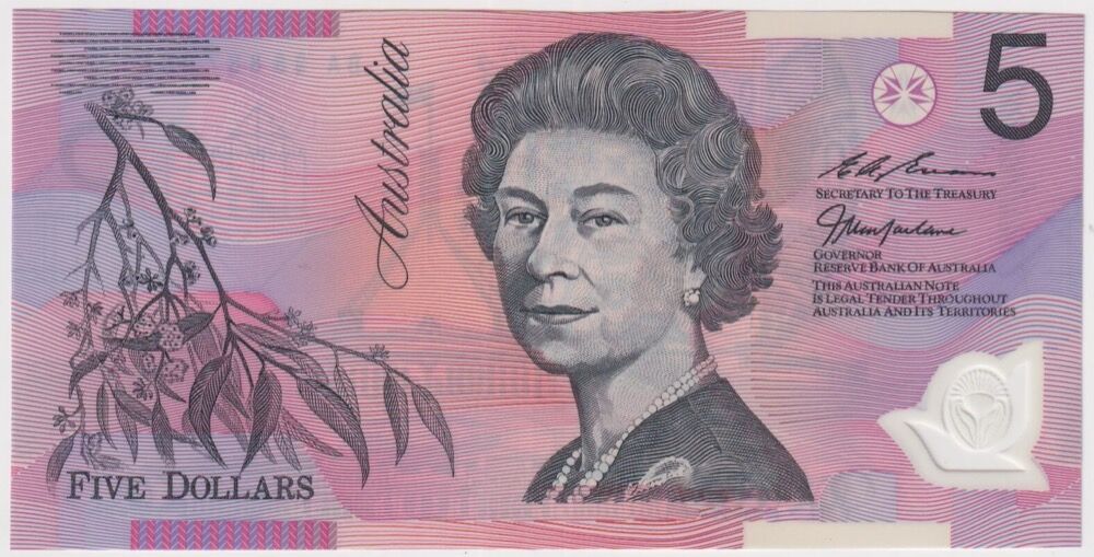 1998 $5 Note MacFarlane/Evans BA98 First Prefix R218cF Uncirculated