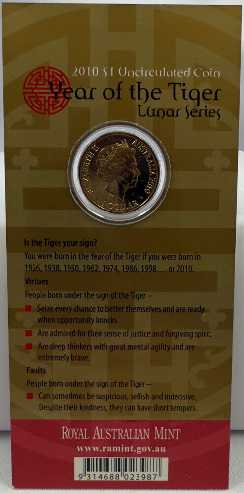 2010 1 Dollar Uncirculated Coin Lunar Year of the Tiger product image