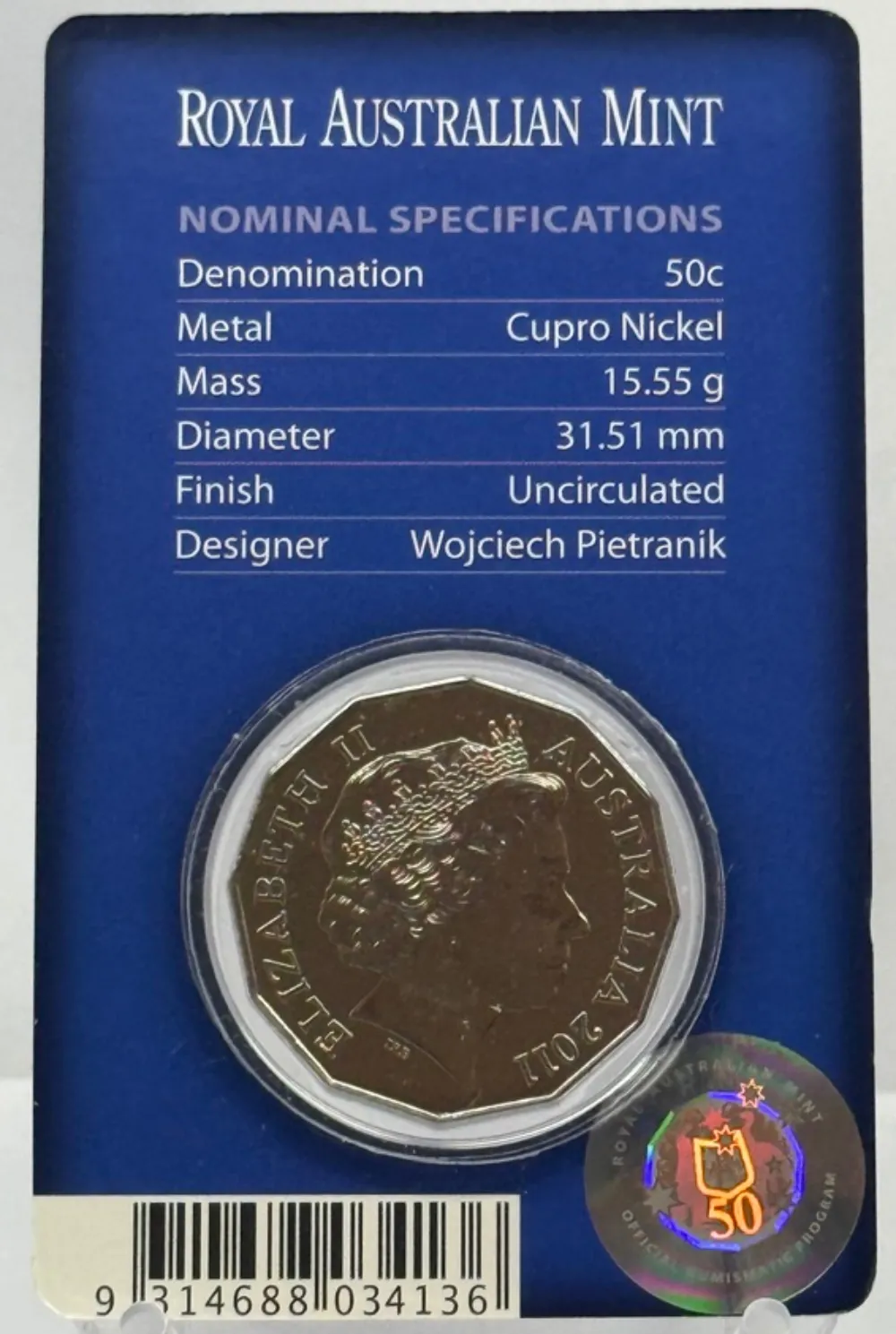 2011 50 Cent Uncirculated Coin 60th Anniversary of National Service