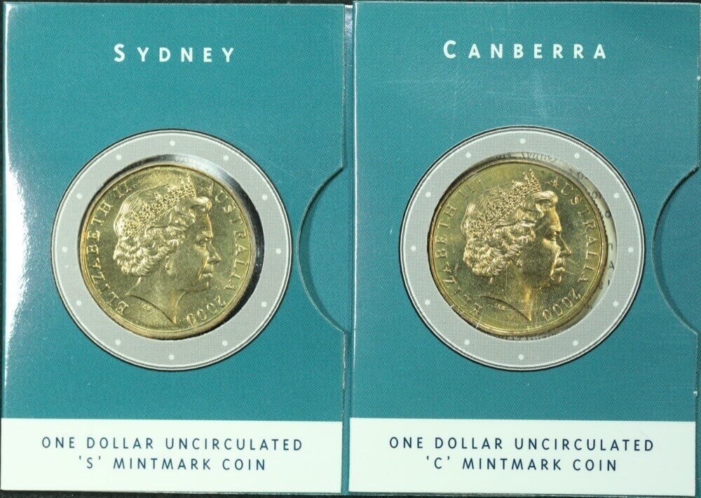 2000 1 Dollar Pair of Mintmark Coins HMAS Sydney