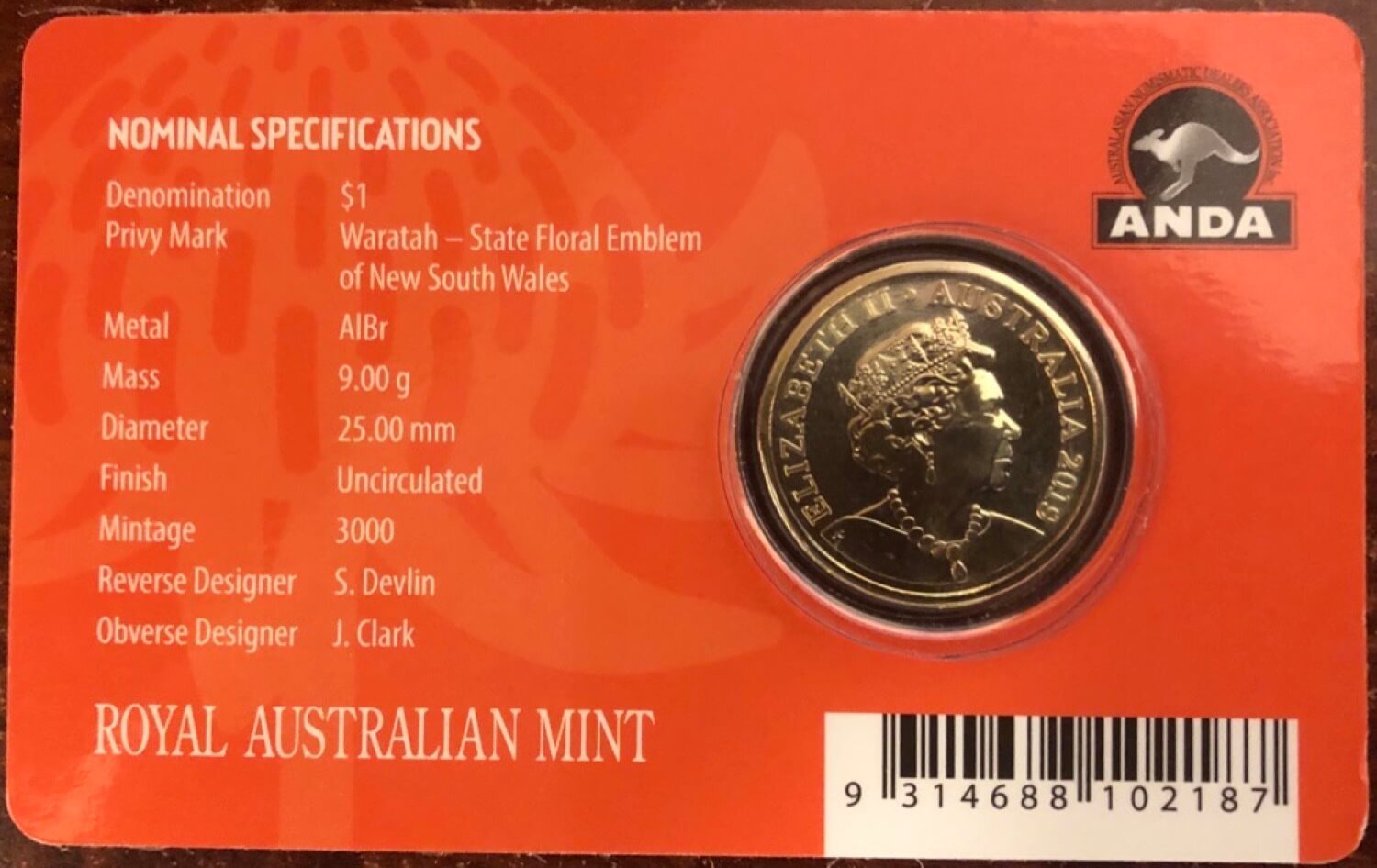 2019 1 Dollar Uncirculated Coin Sydney Money Expo Privy Mark product image