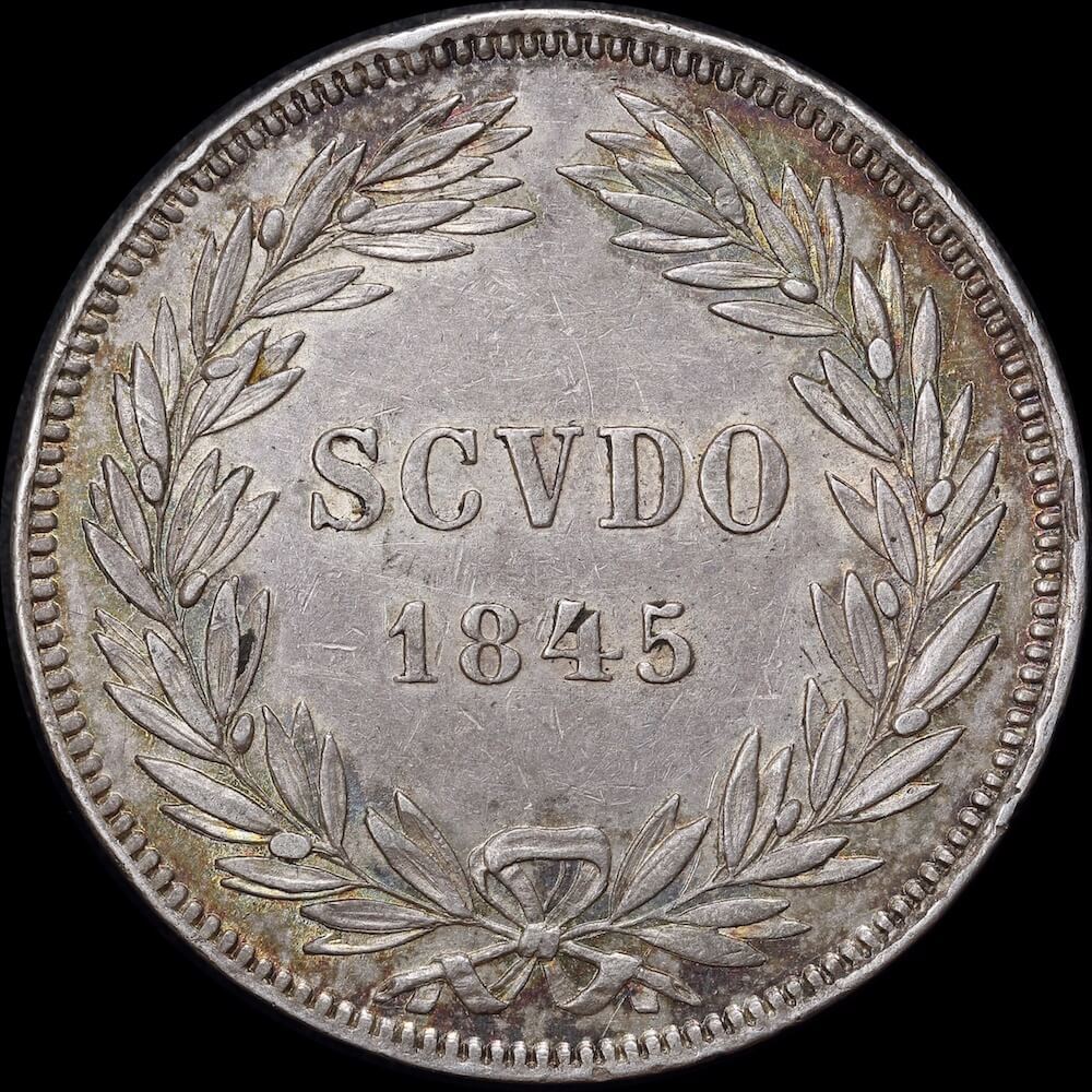 Italian States (Papal States) 1845-XVR Silver Scudo KM# 1324 good EF product image