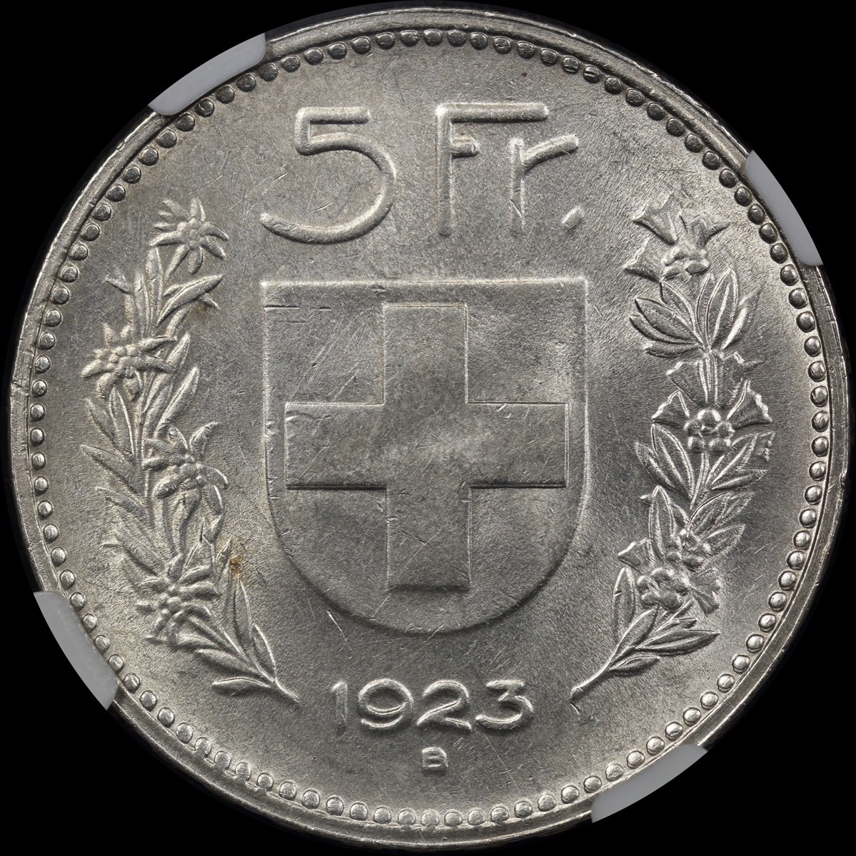 Switzerland 1923 Silver 5 Francs KM# 37 NGC AU58 product image
