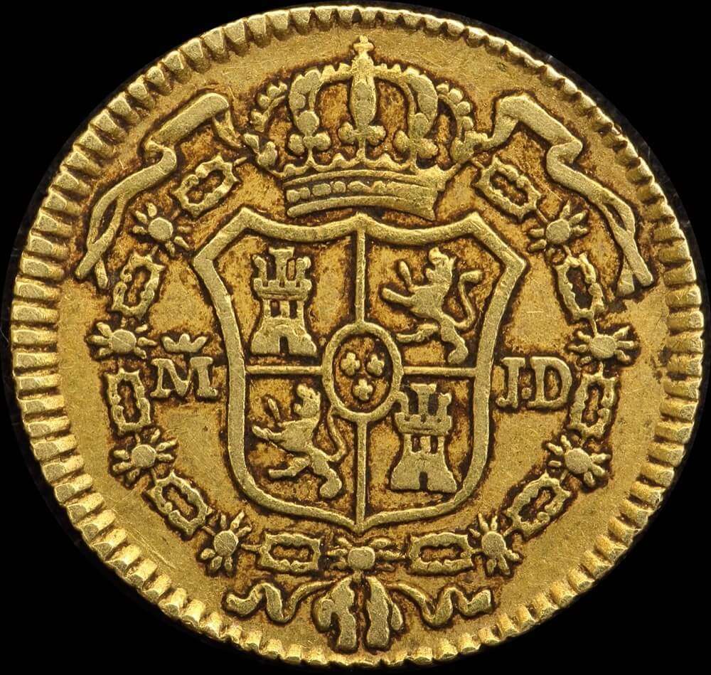 Spain 1784-M Gold 1/2 Escudo KM# 425.1 Good Fine product image