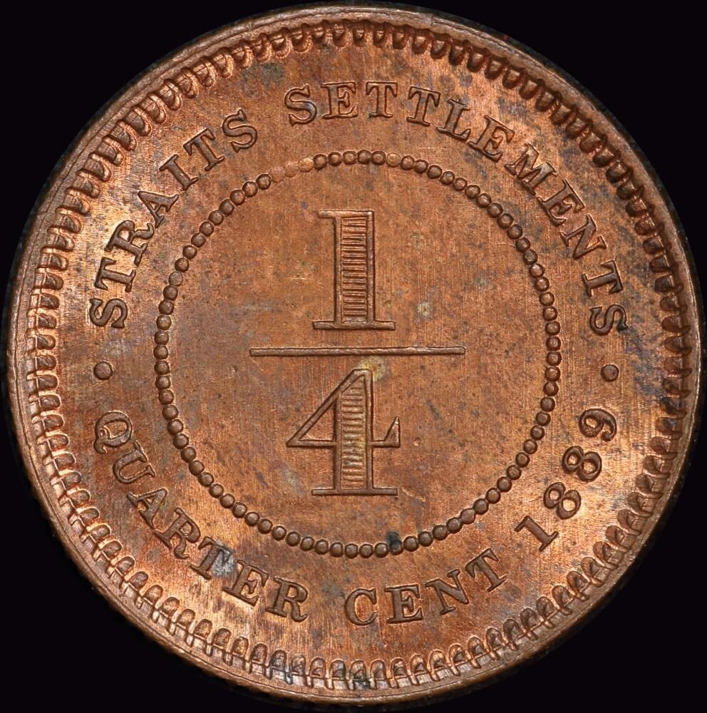 Straits Settlements 1889 Copper 1/4 Cent KM#14 PCGS MS64RB product image
