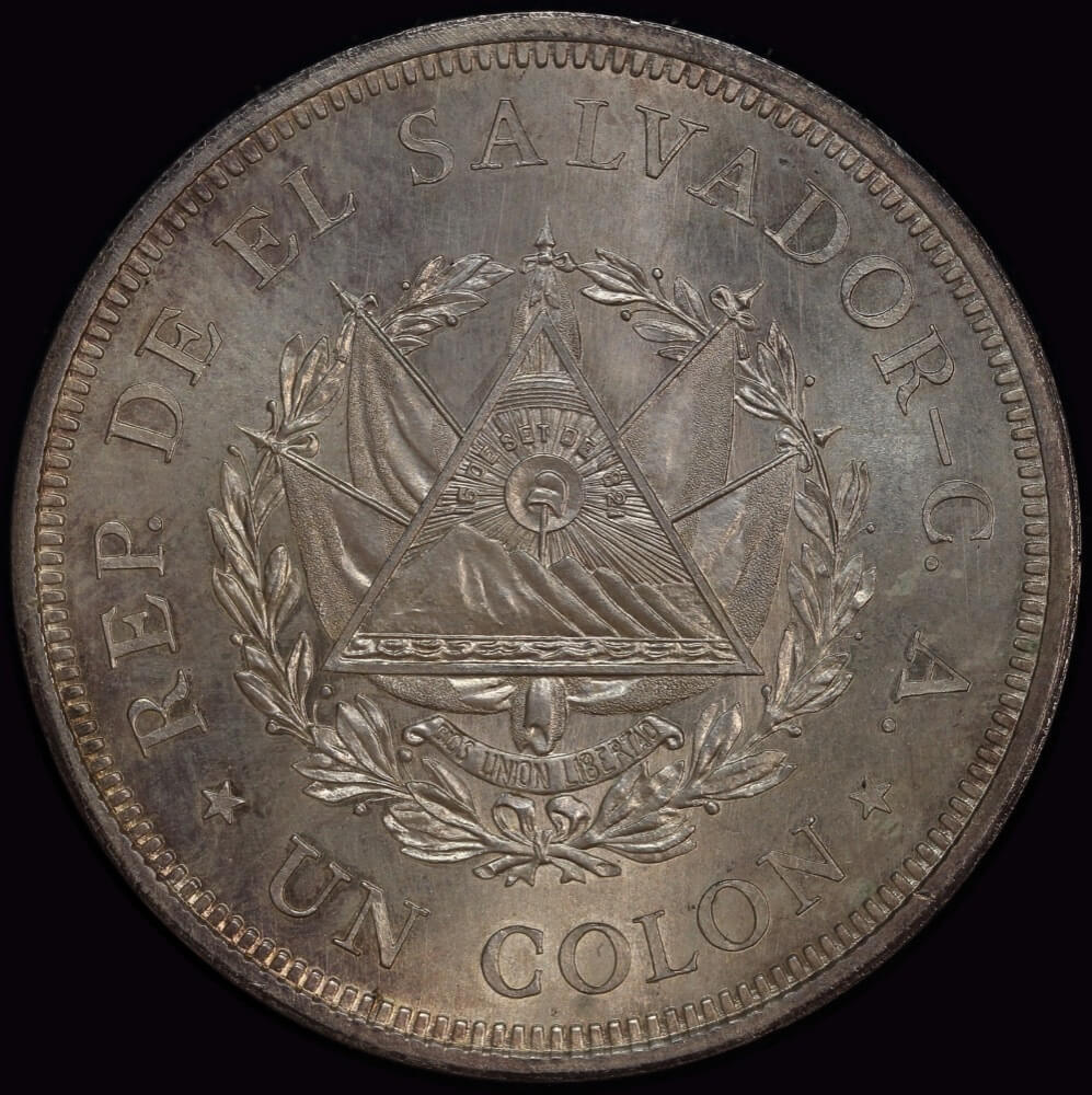 El Salvador 1925 Silver Colon KM# 131 Choice Uncirculated product image