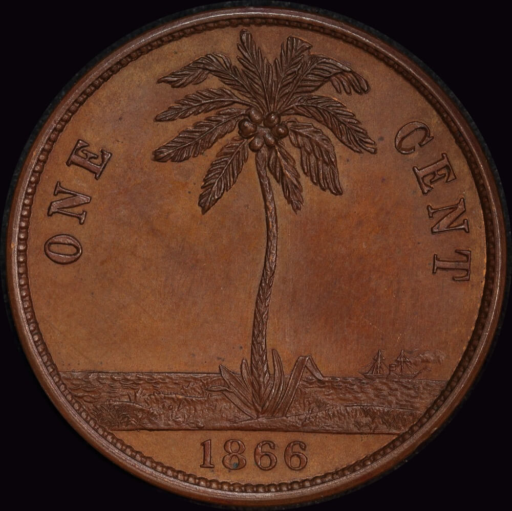 Liberia 1866 Bronze Pattern 1 Cent KM# Pn 12 PCGS PR64 product image