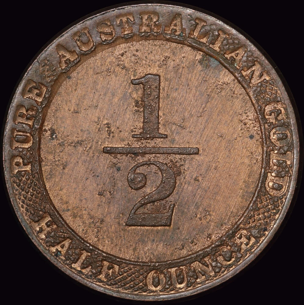 Port Phillip Kangaroo Office 1853 Gold Half Ounce Pattern Restrike in Copper