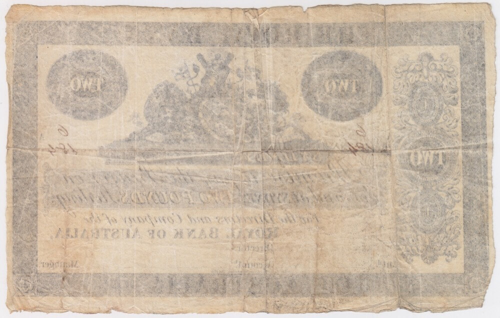 The Royal Bank of Australia (Sydney) ca 1842 2 Pounds Printer's Proof MVR# 1 GEF