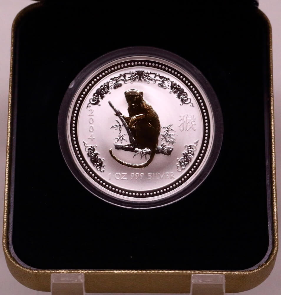 2004 Silver Lunar One Ounce Gilded Specimen Year of the Monkey product image