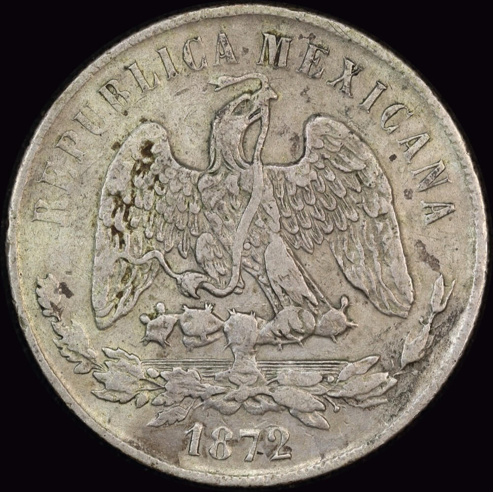 Mexico 1872 Go-S Silver Peso KM# 408.4 good VF product image