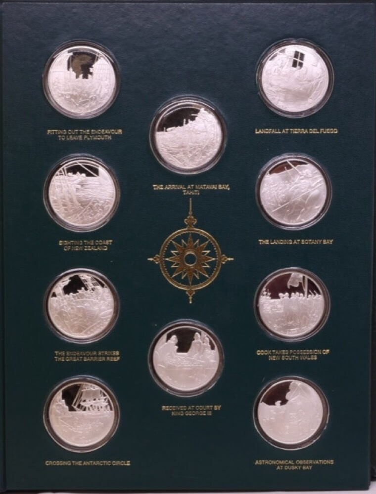 Set of 20 Silver Medallions Voyages of Captain James Cook ASW = 12.02ozt product image