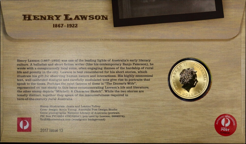 2017 1 Dollar PNC Henry Lawson 150th Anniversary ANDA Money Expo Gold Overprint product image
